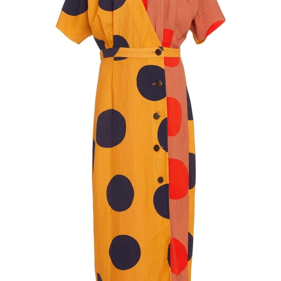 ISO mara hoffman // amrita polka dot button front midi size 8-10. - Picture 4 of 5